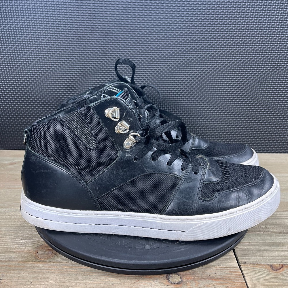 Clae Shoes Rollins Mid Top Leather Sneakers Shoes Mens Size 12 Black Fashion